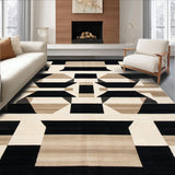 Ultra Soft Area Rug, Non Slip, Stain Resistant, Washable Area Rugs for Living Room, Bedroom, Contemporary Geometric Area with Bold Lines and Abstract Design(Beige)
