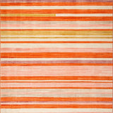 Ultra Soft Area Rug, Non Slip, Stain Resistant, Washable Area Rugs for Living Room, Bedroom, Bold Linear Stripes in Warm Hues(Orange)