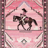 Ultra Soft Area Rug, Non Slip, Stain Resistant, Washable Area Rugs for Living Room, Bedroom, Whimsical Cowgirl Shag Pattern(Pink)