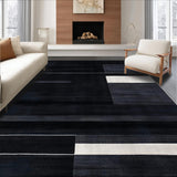 Ultra Soft Area Rug, Non Slip, Stain Resistant, Washable Area Rugs for Living Room, Bedroom, Stylish Geometric Minimalist Aesthetic(Black)