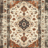 Ultra Soft Area Rug, Non Slip, Stain Resistant, Washable Area Rugs for Living Room, Bedroom, Retro Beige Brown Area Distressed Medallion Indoor(Beige)