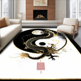 Ultra Soft Area Rug, Non Slip, Stain Resistant, Washable Area Rugs for Living Room, Bedroom, Chic Minimalist Yin Yang Harmony(Black)