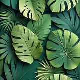 Artistic Lush Green Leaf Arrangement(Green)