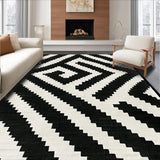 Ultra Soft Area Rug, Non Slip, Stain Resistant, Washable Area Rugs for Living Room, Bedroom, Bold Black & White Chevron Weave Rug Geometric Porch Decor(Black)