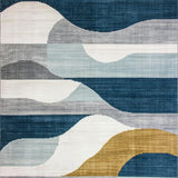 Ultra Soft Area Rug, Non Slip, Stain Resistant, Washable Area Rugs for Living Room, Bedroom, Stylish Minimalist Strokes Design(Blue)