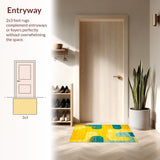 Ultra Soft Area Rug, Non Slip, Stain Resistant, Washable Area Rugs for Living Room, Bedroom, Soft Microfiber Artistic Expression(Yellow)