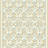 Tranquil Garden Trellis Area with Light Blue Base and Beige Floral Lattice(Beige)