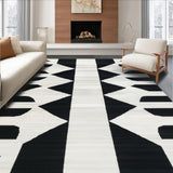 Ultra Soft Area Rug, Non Slip, Stain Resistant, Washable Area Rugs for Living Room, Bedroom, Black White Stripe Outdoor Rug(Black)