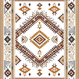 Ultra Soft Area Rug, Non Slip, Stain Resistant, Washable Area Rugs for Living Room, Bedroom, Chic Modern Ethnic Pattern(White)