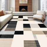 Ultra Soft Area Rug, Non Slip, Stain Resistant, Washable Area Rugs for Living Room, Bedroom, Modern Reversible Patio Area With Elegant Square Motif For Spaces(Beige)