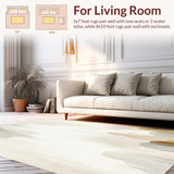Ultra Soft Area Rug, Non Slip, Stain Resistant, Washable Area Rugs for Living Room, Bedroom, Abstract Cloudscape Area with Ethereal Swirls and Linear Motif Details(Beige)