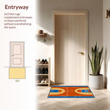 Ultra Soft Area Rug, Non Slip, Stain Resistant, Washable Area Rugs for Living Room, Bedroom, Striking Colorful Court Layout(Brown)