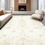 Elegant Ivory Floor with Faded Floral Scrollwork(Beige)