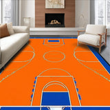 Ultra Soft Area Rug, Non Slip, Stain Resistant, Washable Area Rugs for Living Room, Bedroom, Vibrant Basketball Court Motif(Orange)