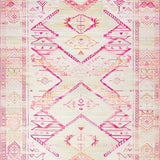 Ultra Soft Area Rug, Non Slip, Stain Resistant, Washable Area Rugs for Living Room, Bedroom, Vintage Boho Inspired Area Cream & Pink Printed Design(Pink)