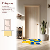 Ultra Soft Area Rug, Non Slip, Stain Resistant, Washable Area Rugs for Living Room, Bedroom, Stylish Geometric Linear Arrangement(Yellow)