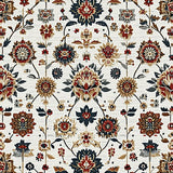 Ultra Soft Area Rug, Non Slip, Stain Resistant, Washable Area Rugs for Living Room, Bedroom, Vintage Boho Floral Living Room Low Pile Rug(White)