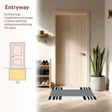 Ultra Soft Area Rug, Non Slip, Stain Resistant, Washable Area Rugs for Living Room, Bedroom, Monochrome Striped Flat Weave Rug With Contemporary Minimalist Design(Black)