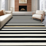 Ultra Soft Area Rug, Non Slip, Stain Resistant, Washable Area Rugs for Living Room, Bedroom, Elegant Dual Tone Horizontal Line Pattern Home Decor Textile Floor Covering(Black)