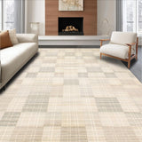 Vintage Block Check Area Muted Cream Beige Abstract Squares Floor Mat(Beige)