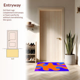 Ultra Soft Area Rug, Non Slip, Stain Resistant, Washable Area Rugs for Living Room, Bedroom, Vivid Retro Wavy Aesthetic(Orange)