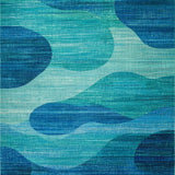 Ultra Soft Area Rug, Non Slip, Stain Resistant, Washable Area Rugs for Living Room, Bedroom, Nautical Sea Life Area Rug Featuring Abstract Seahorse and Marine Blue Gradient(Blue)