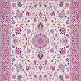 Ultra Soft Area Rug, Non Slip, Stain Resistant, Washable Area Rugs for Living Room, Bedroom, Sophisticated Earthy Floral Geometry(Pink)