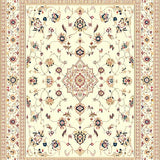 Ultra Soft Area Rug, Non Slip, Stain Resistant, Washable Area Rugs for Living Room, Bedroom, Classic Area Beige Oriental Medallion Design Easy Care(Ivory)
