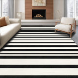 Ultra Soft Area Rug, Non Slip, Stain Resistant, Washable Area Rugs for Living Room, Bedroom, Handcrafted Monochromatic Striped Rug with Alternating Bands(Black)
