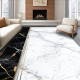 Ultra Soft Area Rug, Non Slip, Stain Resistant, Washable Area Rugs for Living Room, Bedroom, Luxury Soft Modern Rug with Shimmering Gold Accents(White)