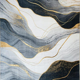 Ultra Soft Area Rug, Non Slip, Stain Resistant, Washable Area Rugs for Living Room, Bedroom, Transitional Smooth Marble Flow(Black)