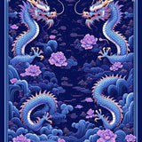 Ultra Soft Area Rug, Non Slip, Stain Resistant, Washable Area Rugs for Living Room, Bedroom, Whimsical Dragon Fantasy Motif(Blue)