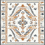 Ultra Soft Area Rug, Non Slip, Stain Resistant, Washable Area Rugs for Living Room, Bedroom, Sophisticated Monochrome Ethnic Design(Ivory)