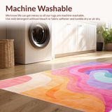 Ultra Soft Area Rug, Non Slip, Stain Resistant, Washable Area Rugs for Living Room, Bedroom, Charming Pastel Tie Dye Aesthetic(Pink)
