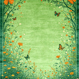 Ultra Soft Area Rug, Non Slip, Stain Resistant, Washable Area Rugs for Living Room, Bedroom, Whimsical Green Nature Scene(Green)