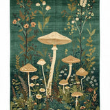 Ultra Soft Area Rug, Non Slip, Stain Resistant, Washable Area Rugs for Living Room, Bedroom, Artistic Earthy Mushroom Motif(Green)