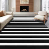 Ultra Soft Area Rug, Non Slip, Stain Resistant, Washable Area Rugs for Living Room, Bedroom, Modern Monochrome Linear Rug Washable Reversible Contemporary Decor(Black)