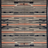 Ultra Soft Area Rug, Non Slip, Stain Resistant, Washable Area Rugs for Living Room, Bedroom, Elegant Charcoal and Peach Stripes(Black)