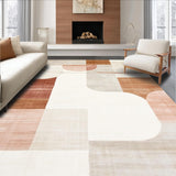 Modern Boho Area Featuring Abstract Shapes and Warm Neutral Colorblocking(Beige)