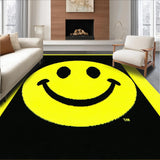 Ultra Soft Area Rug, Non Slip, Stain Resistant, Washable Area Rugs for Living Room, Bedroom, Retro Smiley Face Geometric Style(Yellow)