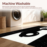 Ultra Soft Area Rug, Non Slip, Stain Resistant, Washable Area Rugs for Living Room, Bedroom, Trendy Modern Yin Yang Motif(Black)