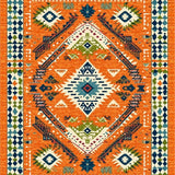 Ultra Soft Area Rug, Non Slip, Stain Resistant, Washable Area Rugs for Living Room, Bedroom, Vibrant Tribal Color Splash(Orange)