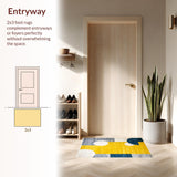 Ultra Soft Area Rug, Non Slip, Stain Resistant, Washable Area Rugs for Living Room, Bedroom, Contemporary Circular Design Elegance(Yellow)