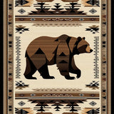 Ultra Soft Area Rug, Non Slip, Stain Resistant, Washable Area Rugs for Living Room, Bedroom, Rustic Wildlife Bear Motif(Brown)