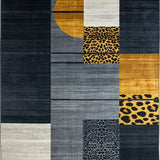 Ultra Soft Area Rug, Non Slip, Stain Resistant, Washable Area Rugs for Living Room, Bedroom, Chic Dark Grey Animal Motif(Gray)