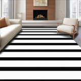 Ultra Soft Area Rug, Non Slip, Stain Resistant, Washable Area Rugs for Living Room, Bedroom, Monochrome Cabana Striped Woven Rug for Entryway Chic Home Decor(Black)