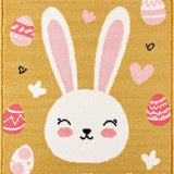 Ultra Soft Area Rug, Non Slip, Stain Resistant, Washable Area Rugs for Living Room, Bedroom, Playful Bunny Silhouette Spring Design(Gold)