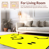 Ultra Soft Area Rug, Non Slip, Stain Resistant, Washable Area Rugs for Living Room, Bedroom, Lively Happy Emblematic Theme(Yellow)