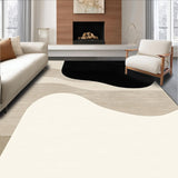 Ultra Soft Area Rug, Non Slip, Stain Resistant, Washable Area Rugs for Living Room, Bedroom, Elegant Deck Abstract Black & Beige(Black)