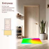 Ultra Soft Area Rug, Non Slip, Stain Resistant, Washable Area Rugs for Living Room, Bedroom, Playful Fuzzy Rainbow Wave Motif(Red)